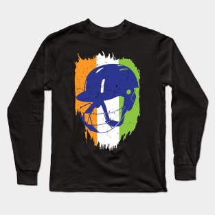 India Indian Cricket Player Batsman Helmet Design Long Sleeve T-Shirt